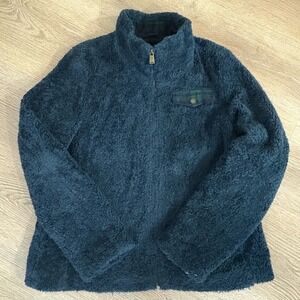 Pendleton Sherpa Fleece Jacket Plaid Lining Zip Front Blue Green Size Large